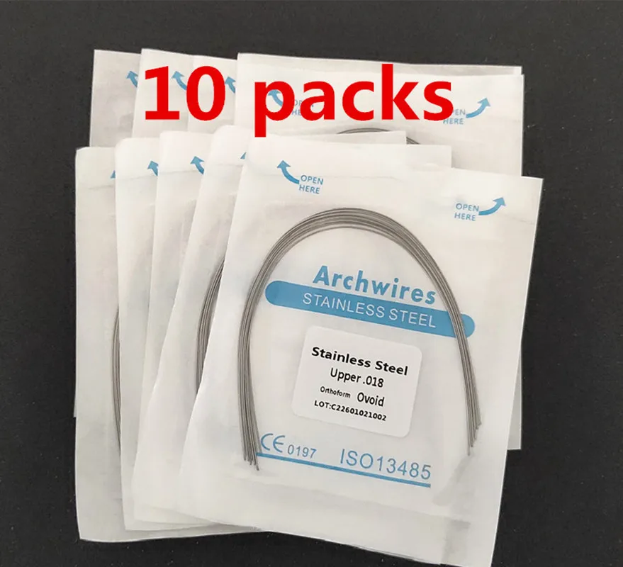 10packs 100wires Dental Stainless Steel Ovoid Round/Rectangular Arch Wires Oval Ortodoncia