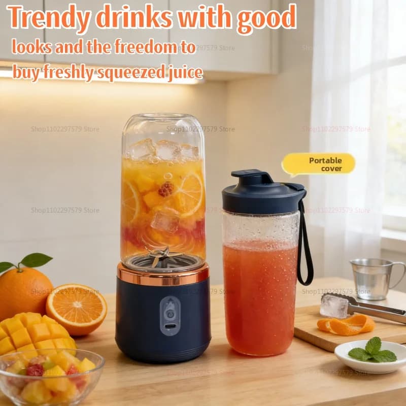 Portable Electric Blender 6 Blades Juice Smoothie Maker Ice Crusher Food Processor Personal for Fresh Drinks Juicer Machine