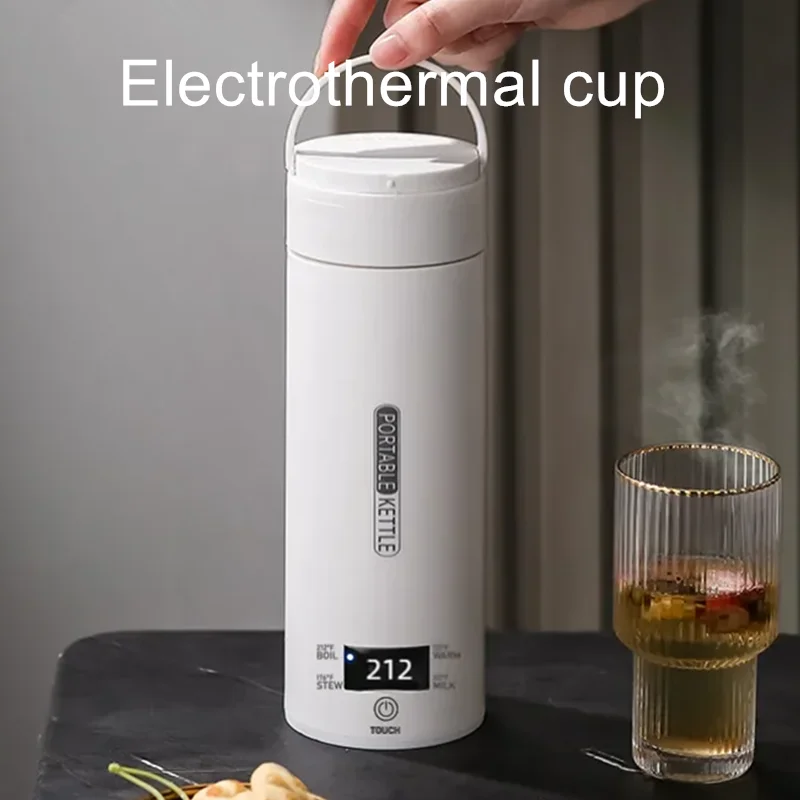 JFBONIN Electric Kettles Portable Tea Coffee Kettle Travel Boil Water Thermal Cup Anti-Scald Water Bottle English Menu