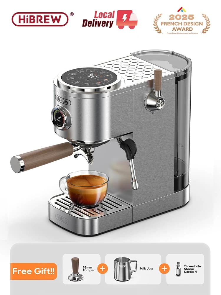 HiBREW Semi-automatic Espresso Coffee Machine 3 Level Temperature Adjustable Cold/Hot 20Bar Coffee Maker Cappuccino H13
