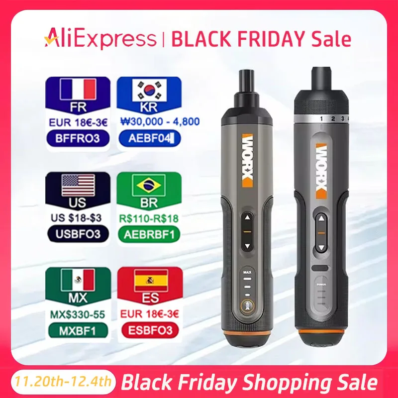 Worx 4V Mini Electrical Screwdriver Set WX242 WX241 WX240 Smart Cordless Electric Screwdrivers USB Rechargeable Hand Drill Tools