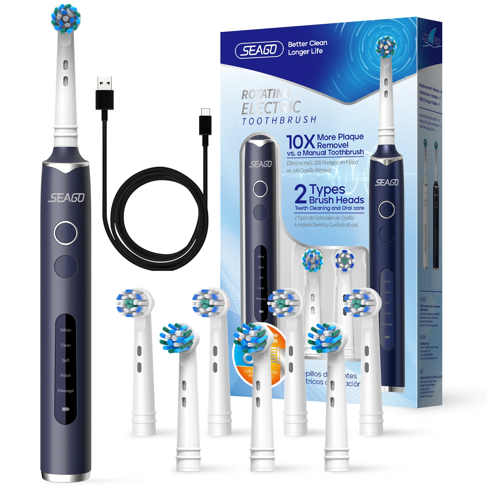 Seago Rotating Electric Rechargeable Toothbrush Te