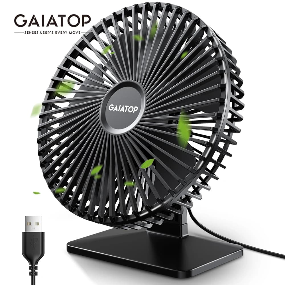 GAIATOP Desk Fan Portable USB Fan 90° Adjustable Cooling Fan Mute 3 Speed Adjustment Ultra Quiet Suitable For Home Desk Office