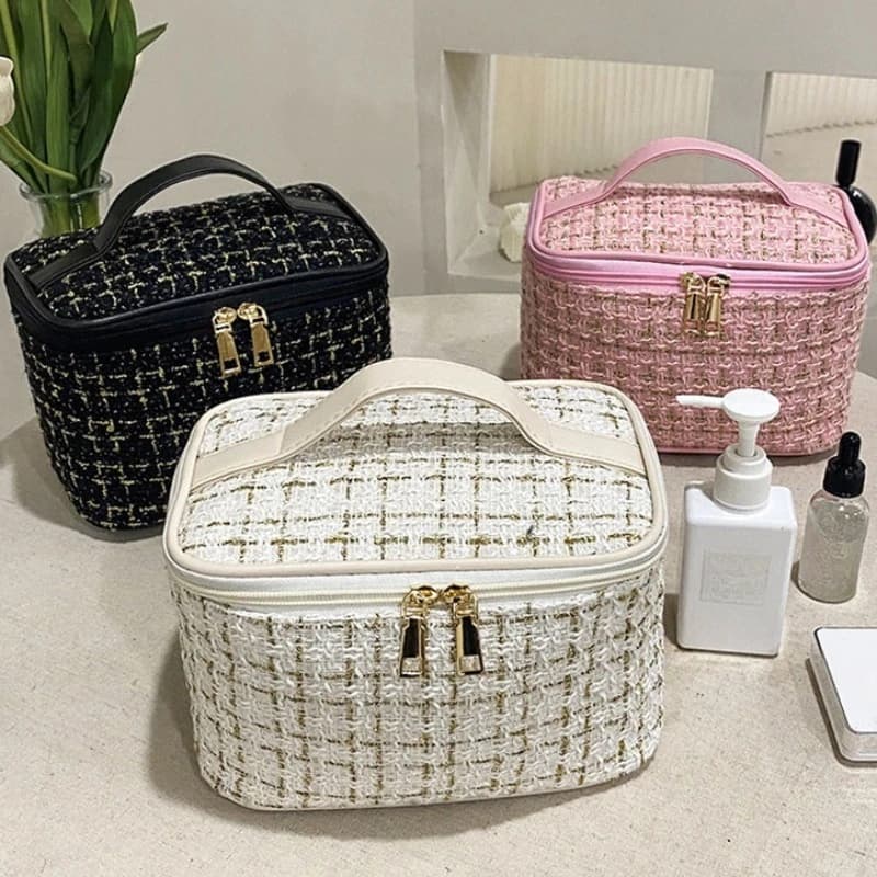 2024 New Women's Bag Knitted Style Makeup Bag Portable Portable Portable Makeup Bag Fashionable Large Storage Bag BX100