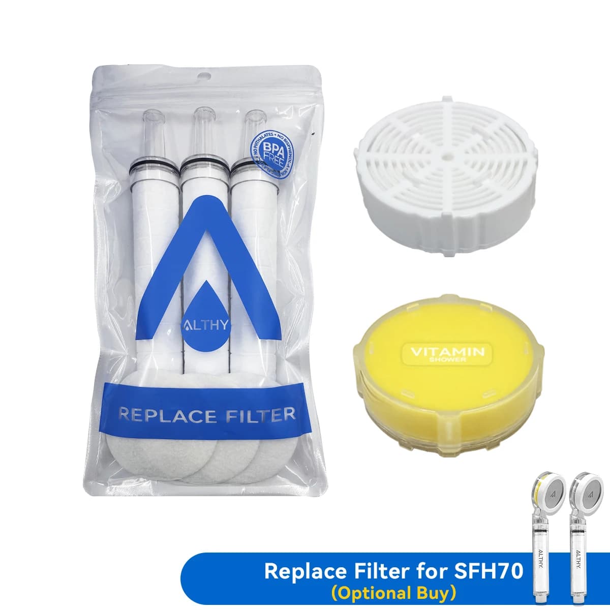 ALTHY SFH70&SFH70VC Filter Repalacement,PP conton,Calcium sulfite,Vitamin C FilterReduce Chlorine Heavy Metal,Softener water