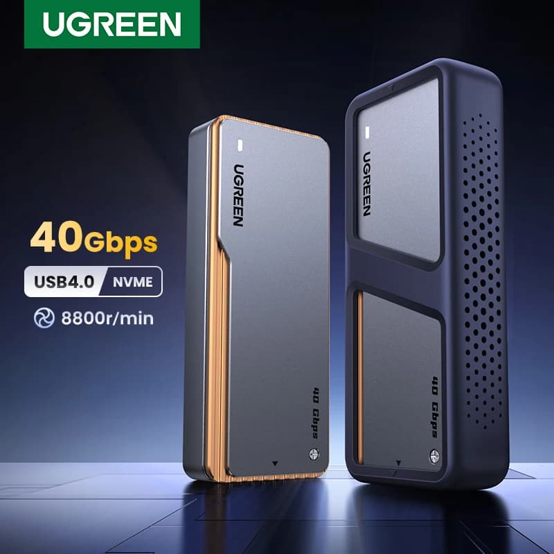 UGREEN 40Gbps NVMe SSD Enclosure M.2 to USB4.0 SSD Case Compatible with M.2 NVME PCIe Built-in Cooling Vest Aluminum Case