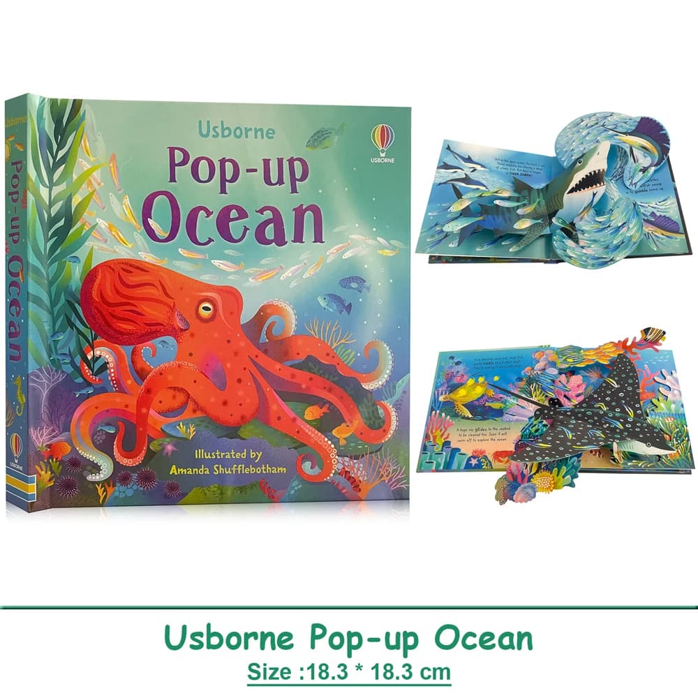 Usborne Pop Up Ocean 3D Flap English Picture Book for Kids Baby Educational Parent-child Interaction Bedtime Reading Books