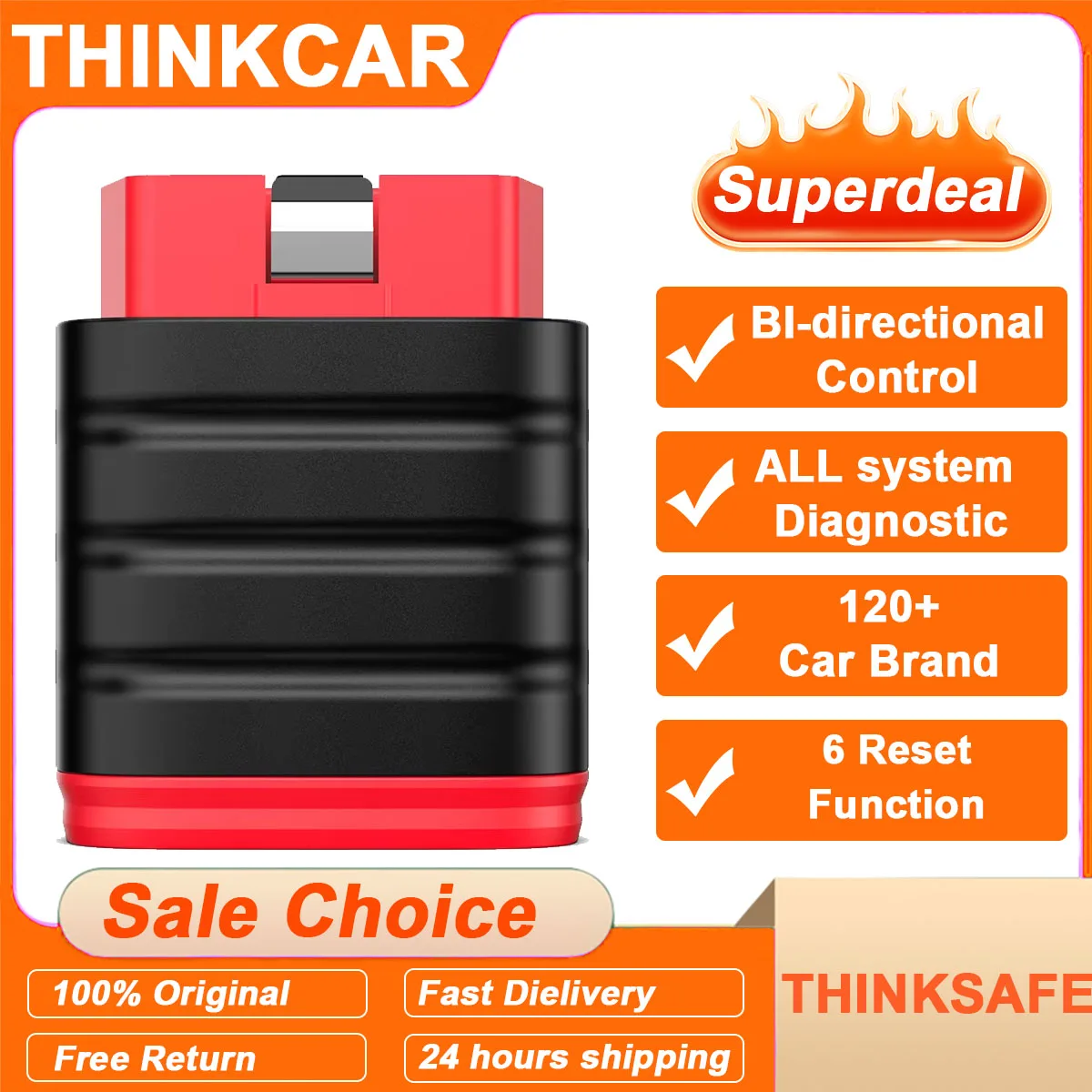 2026 Thinkcar Thinksafe OBD2 Bluetooth Scanner Code Reader Car Bi-directional All System 6 Reset OBD 2 Auto Diagnostic Tools