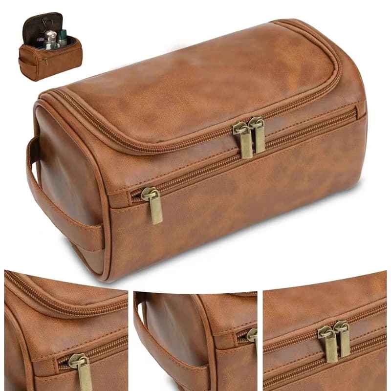 Leather Toiletry Bag for Men Women Dopp Kit Mens H