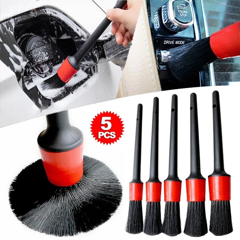 5Pcs Car Cleaning Brush Kit Auto Detail Brushes Du