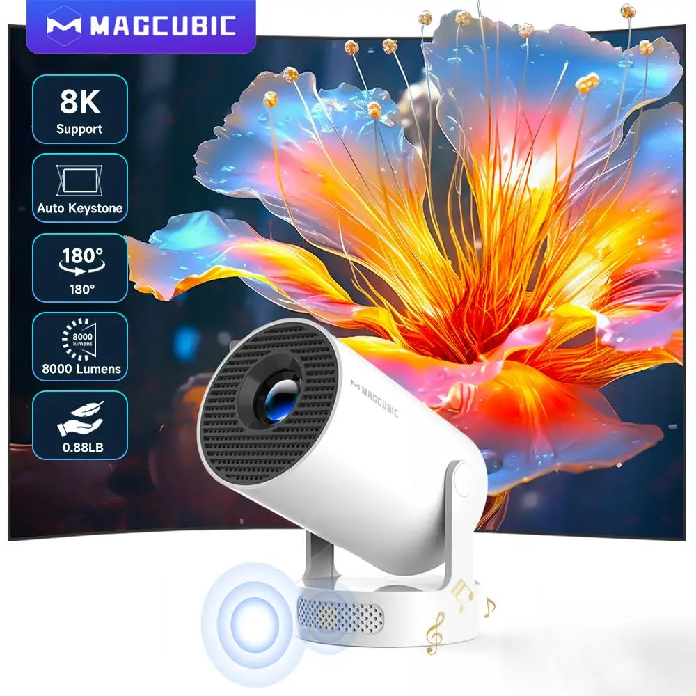 Magcubic 8K Wifi6 Projector 290ANSI Android 14 Dual WIFI Allwinner H726 BT5.0 1280*720P Home Cinema Outdoor portable HY300 Pro +