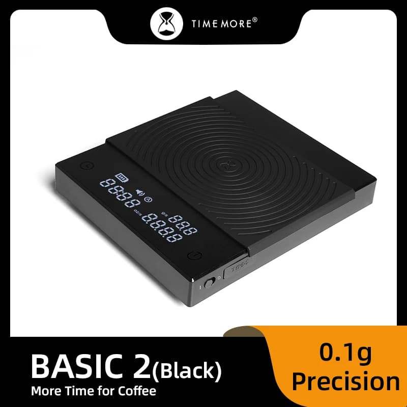 TIMEMORE Store Black Mirror Basic2 Plus New Up Digital Coffee Food Kitchen Scale With Time USB Light Weight Mini Digital Scale