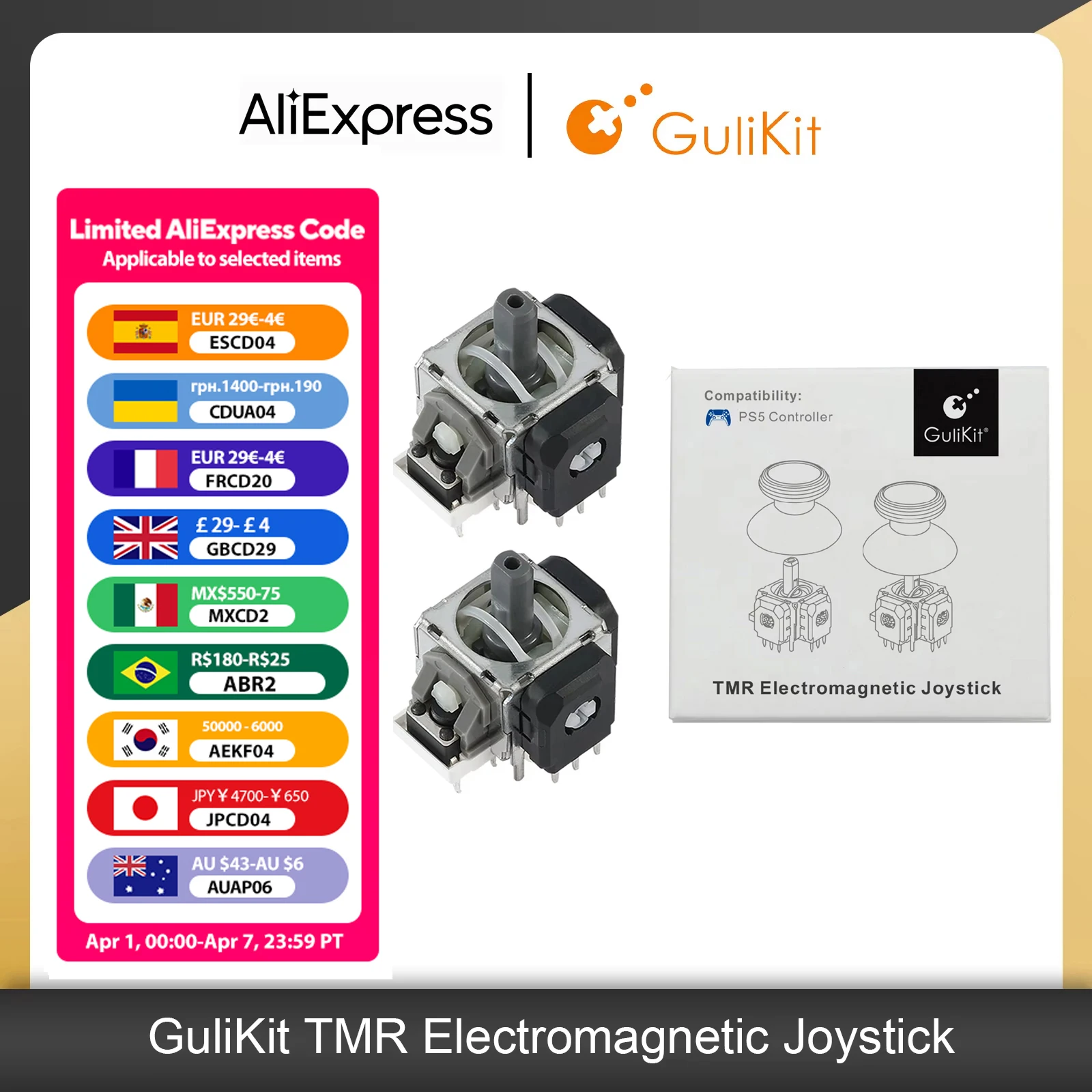 GuliKit Anti-Drift TMR Joystick for PS4 Xbox Series Gamepad for Switch Pro PS5/PS5 Edge Controller Game Accessories Replacement