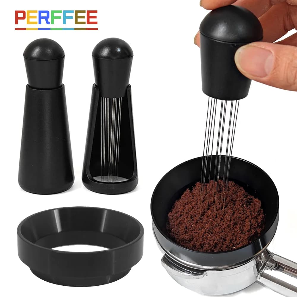 Espresso Coffee Stirrer WDT Distribution Tool Stainless Steel Needles Coffee Powder Distributor Dosing Ring Barista Accessories