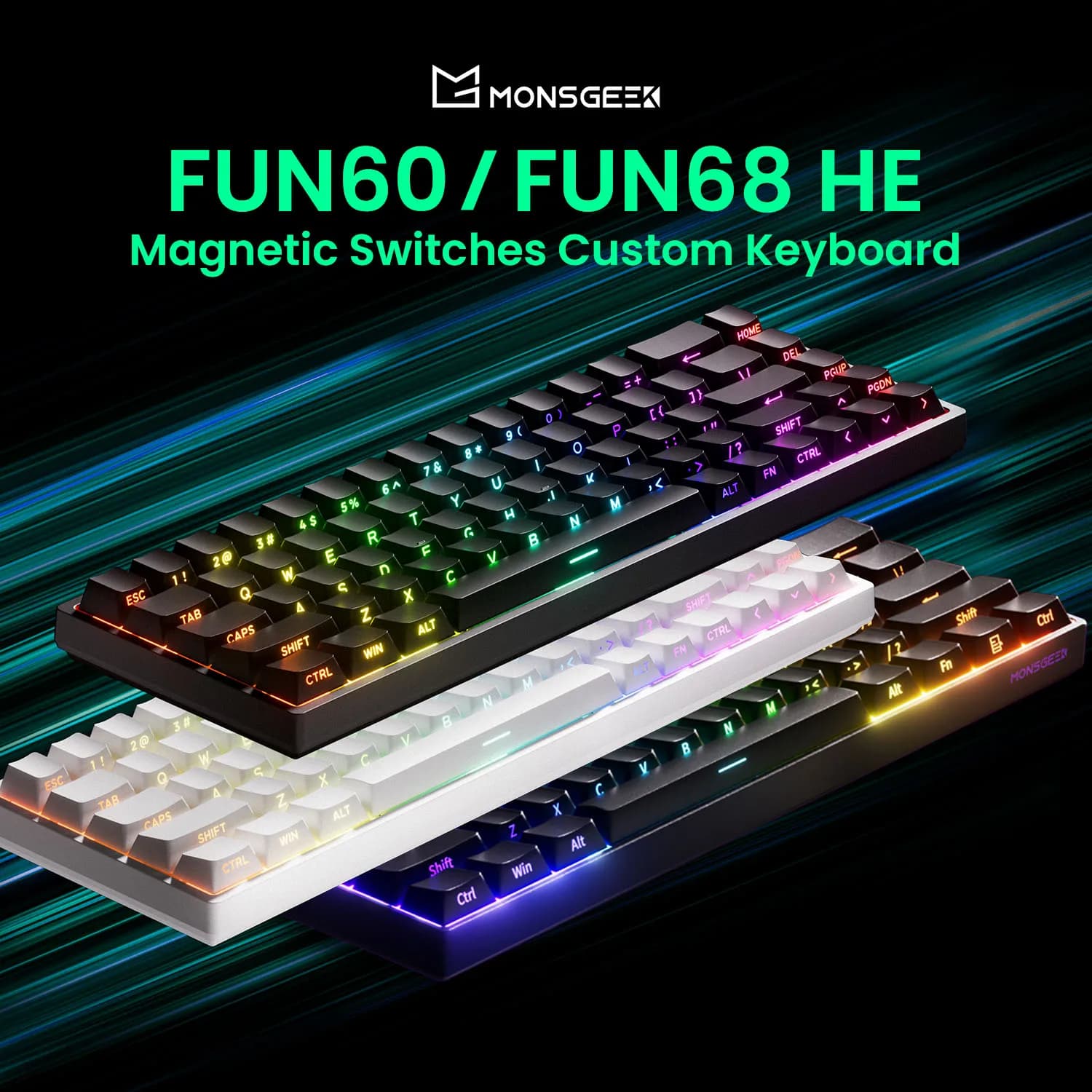 Akko MonsGeek FUN68 FUN60 PRO&MAX HE Magnetic Keyboard 60% 65% Gaming Keyboards Rapid Trigger 8K Custom Keyboard Gamer Esports