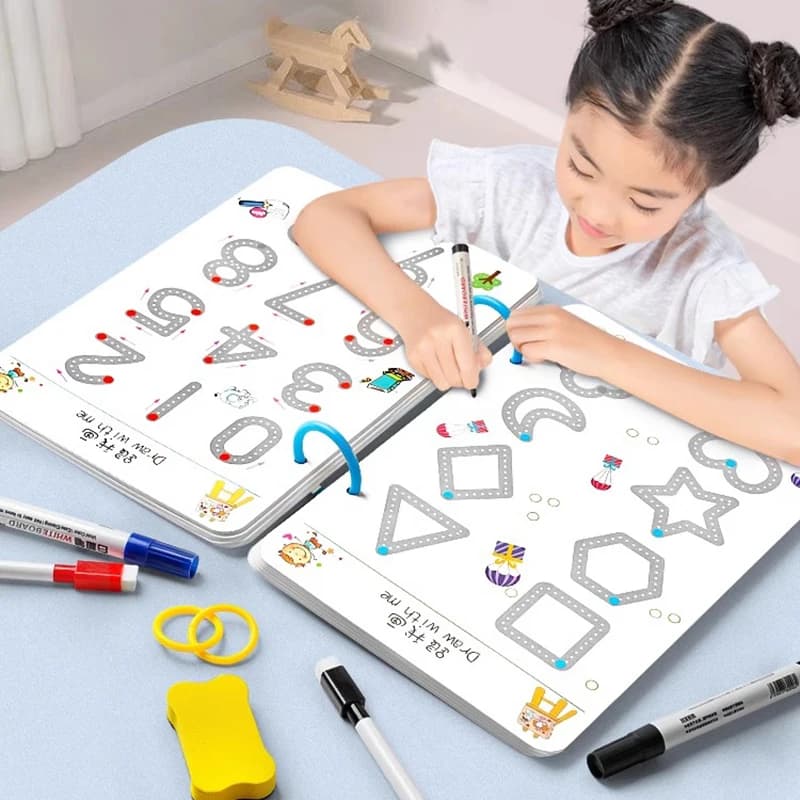 32-Page Reusable Magic Practice Notebook Set | Whole Brain Development, Writing Training, and Art Education Handbook | Learn Writing Skills, Paper Materials, Durable Binding | Color Pages | Chri