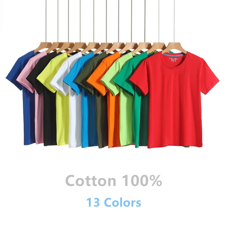 2026 Brand New 100% Cotton Mens T-shirt Pure Color Men T Shirts Round Collar Short-Sleeve Man T-shirt Top Tees For Male Clothes