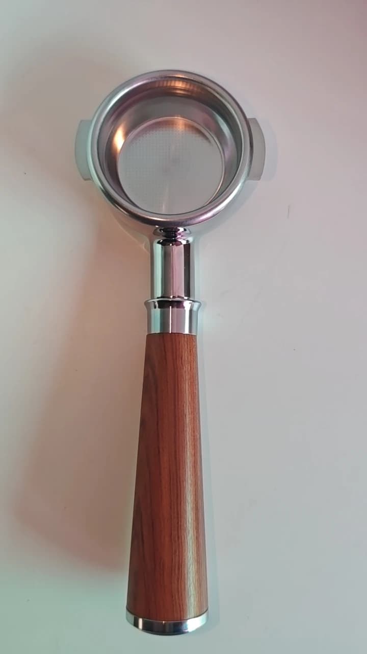 CAFOVO E120-58 58MM Bottomless Portafilter 304 Stainless Steel Walnut Handle 300g Only Applicable to CAFOVO E120 Coffee Machine