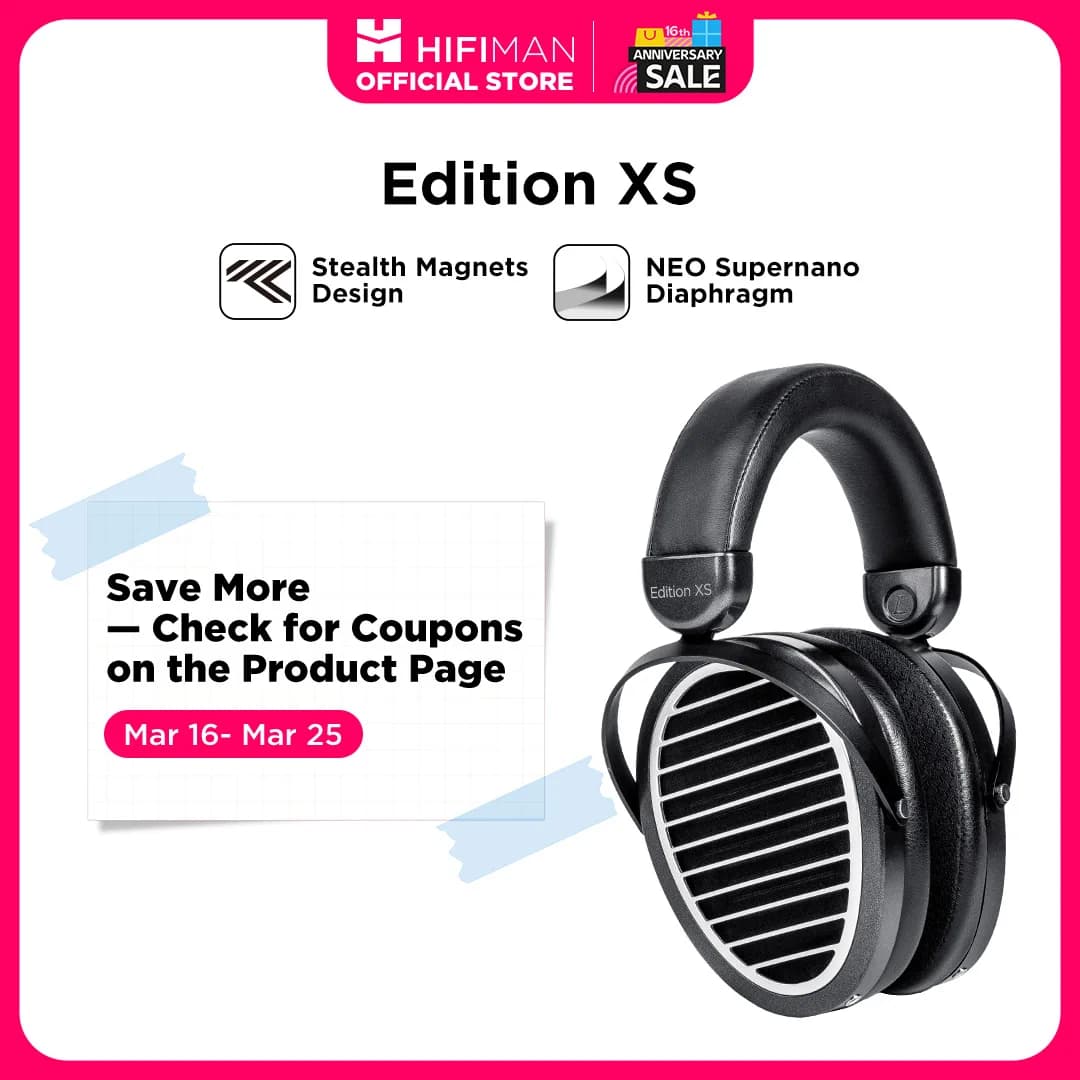 HIFIMAN Edition XS Full-Size Over-Ear Open-Back Planar Magnetic Hi-Fi Headphones with Stealth Magnets Design Adjustable Headband