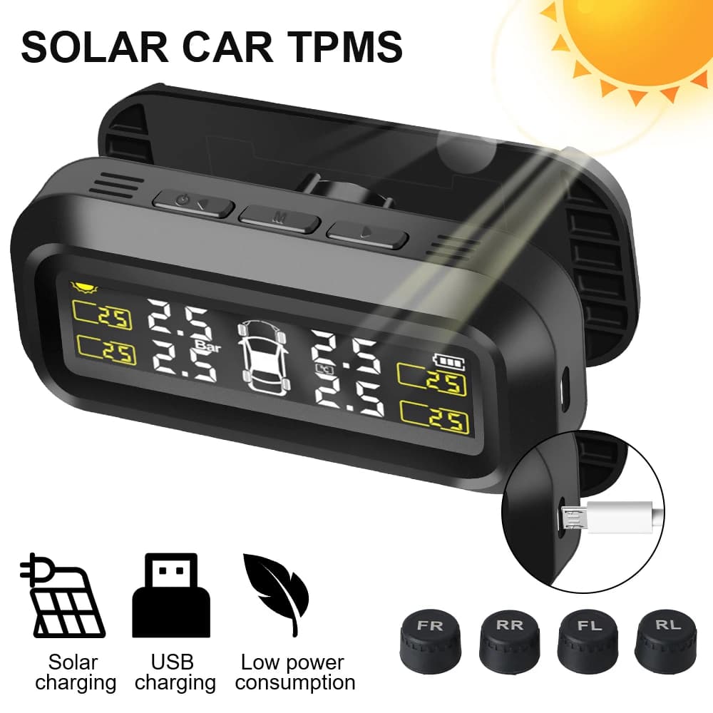 Solar TPMS Tire Pressure Monitoring System Tempera