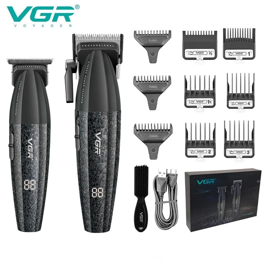 VGR Hair Trimmer Professional Clipper Cordless Barber 9000 RPM Rechargeable Hair Cutting Machine Metal Trimmer for Men V-640