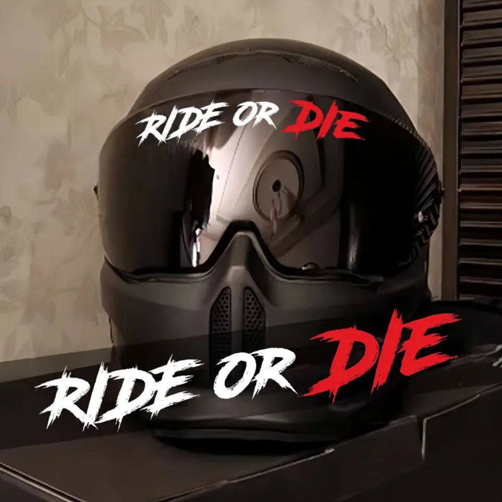 1pc SC MOTO GN Ride or Die Motorcycle Helmet Decal - Waterproof Vinyl Sticker with Red & White Lettering