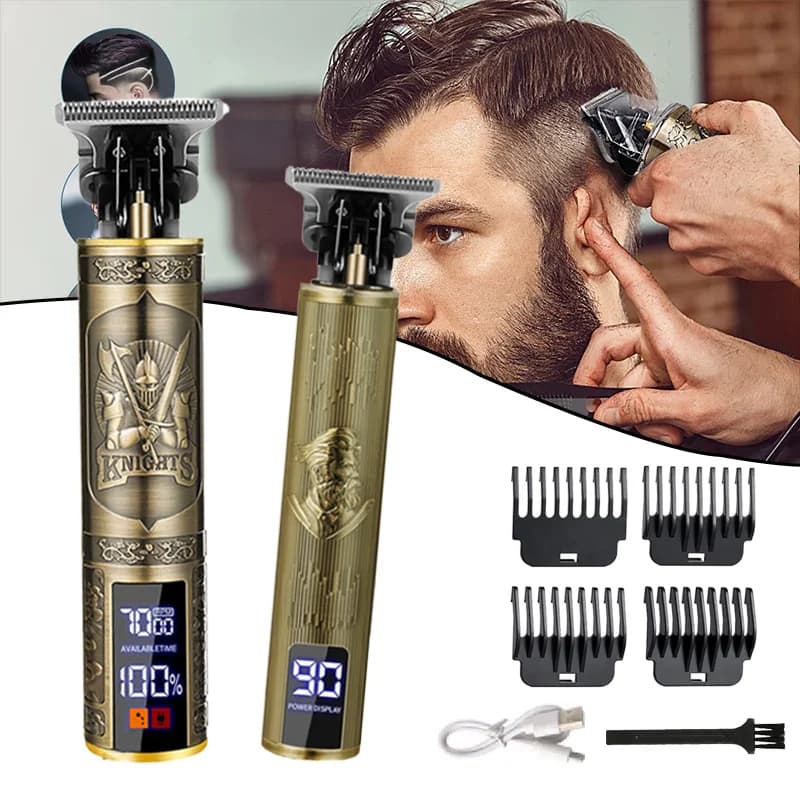 Vintage T9 Barber Clipper - Rechargeable Cordless Hair Trimmer Kit for Men, Professional Grade with Dragon Engraved Retro Design