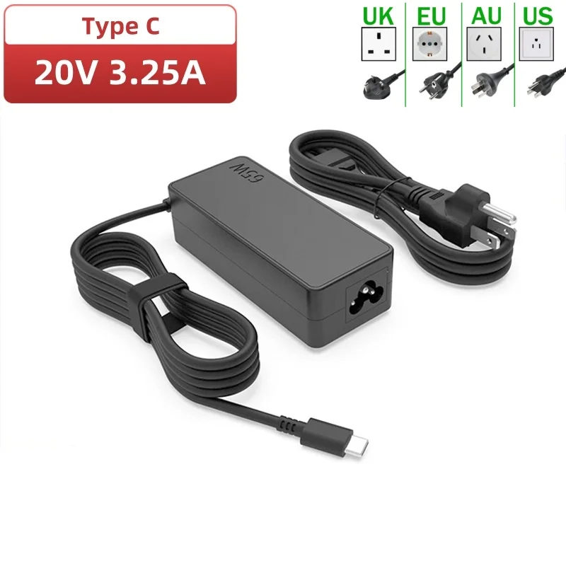 NEW 20v3.25a 65w Type-c Power Adapter Laptop Charger for Lenovo Thinkpad X1 Carbon X270 X280 T580 P51s P52s E480 E470 S2