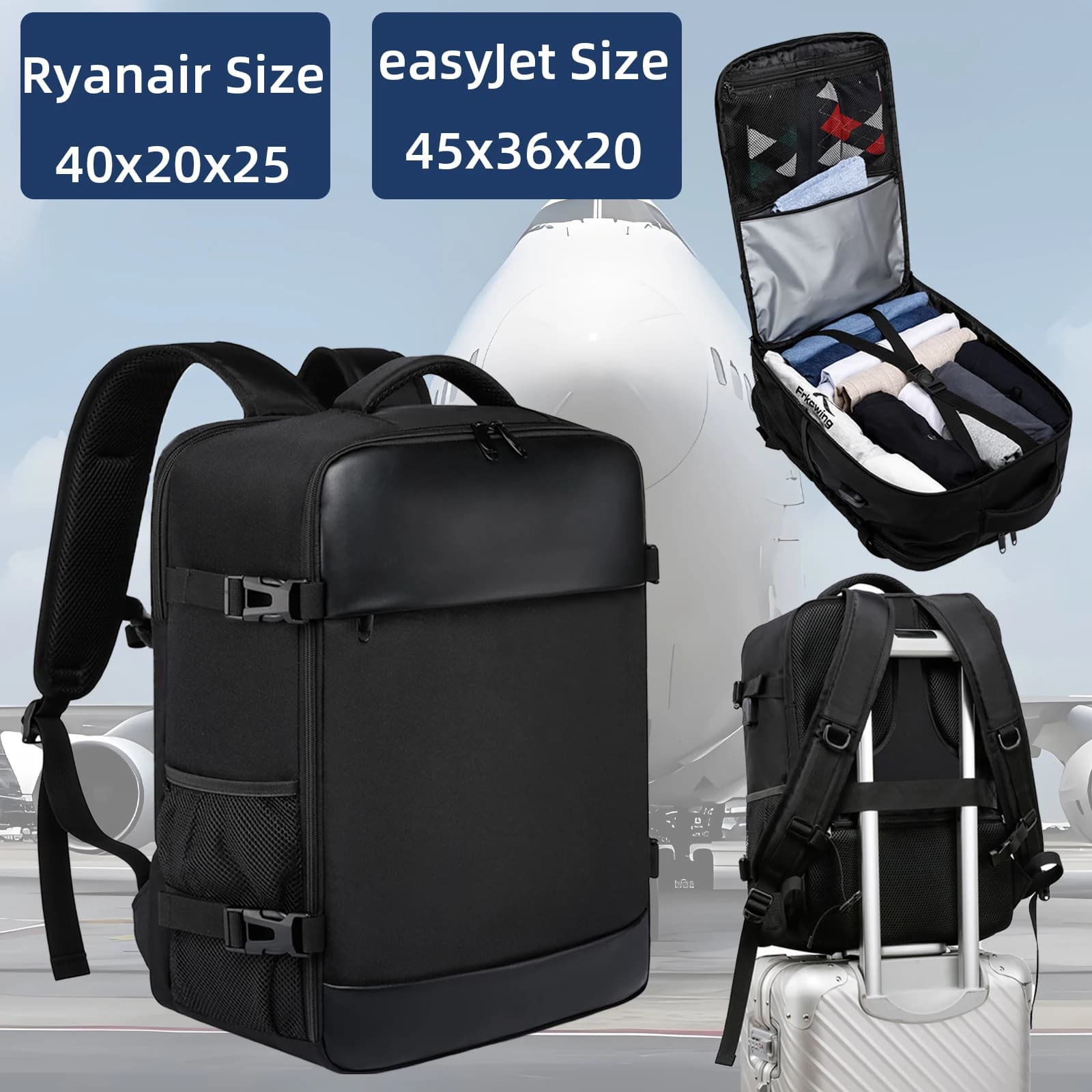 ryanair 40x20x25 and easyjet 45x36x20 Cabin Bag Travel Backpack unisex Laptop Backpack outdoor travel backpack Student.School