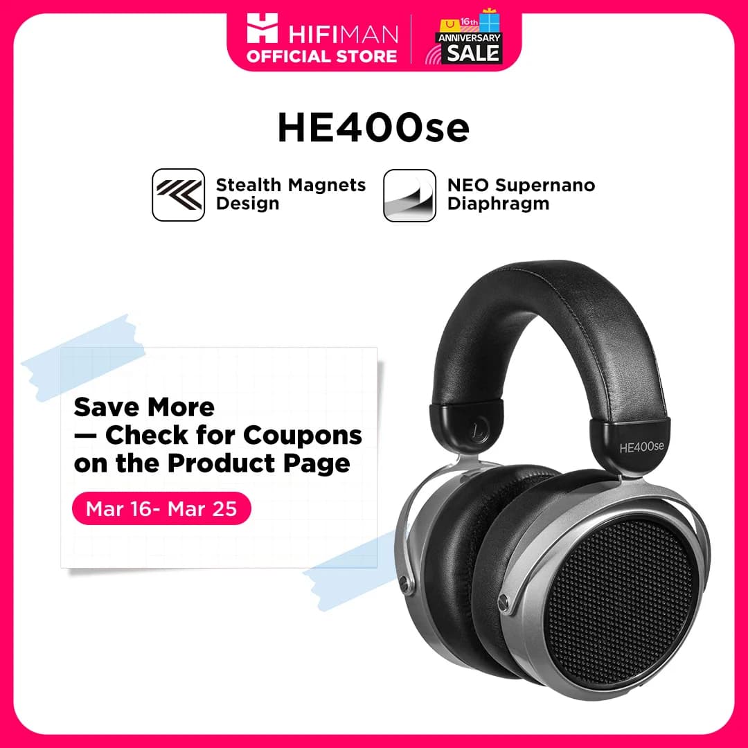 HIFIMAN HE400SE Stealth Magnets Over-Ear Open-Back Full-Size Planar Magnetic Wired Headphones