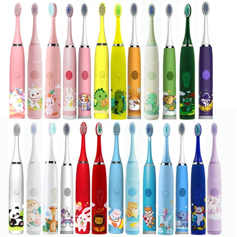 Children Electric Toothbrush Cartoon Kids With Replacement Head Ultrasonic IPX7 Waterproof Rechargeable Sonic Toothbrush