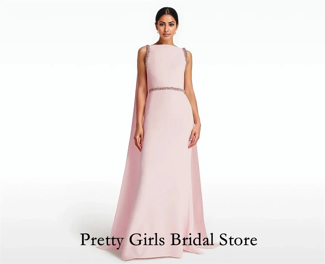 Arabic Morden Style Draped Crystals Evening Dresse