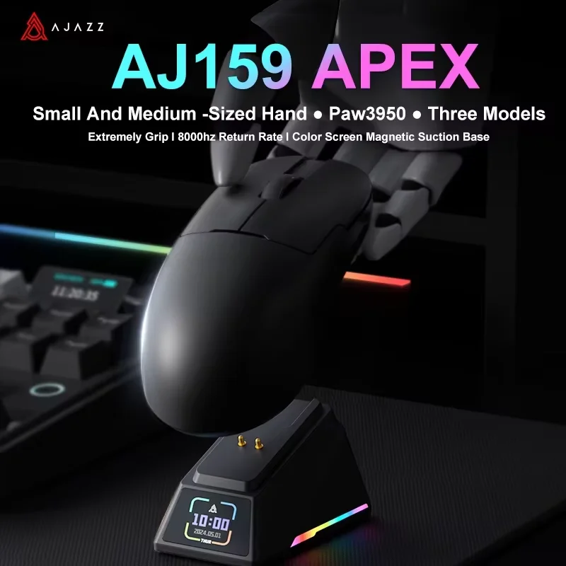 AJAZZ AJ159 APEX/AJ159PRO Wireless Gamer Mouse with RGB Magnetic Charging Base Lightweight AJ159P Gaming Mouse for PC Laptop