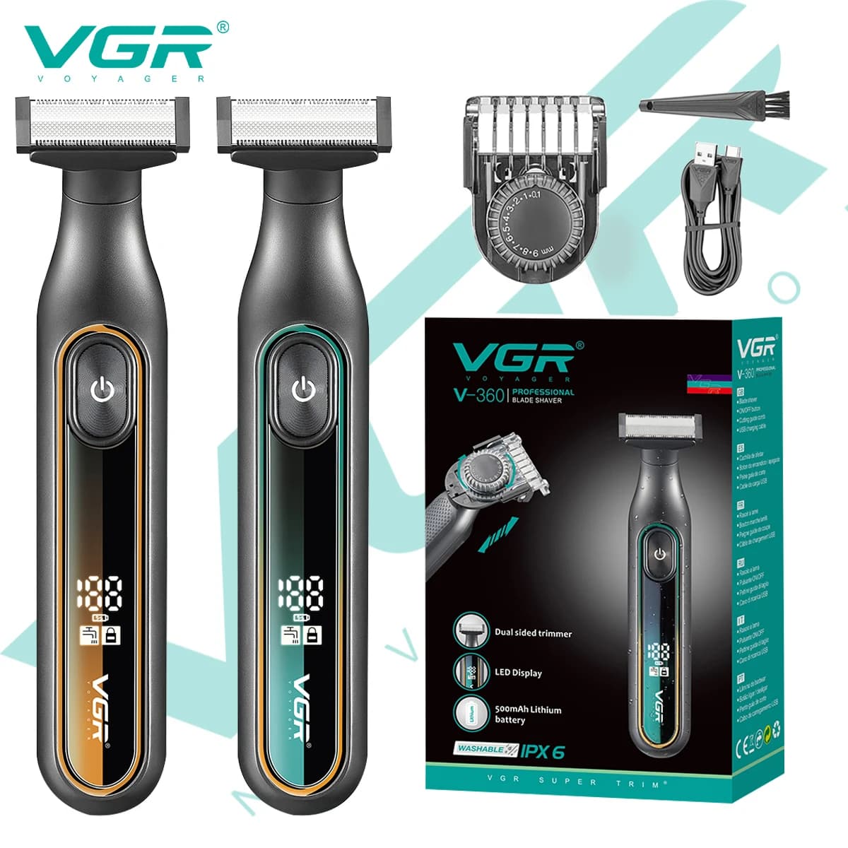 VGR 360 Hair Trimmer Waterproof Household Rechargeable Adjustable Hair Trimmer Full Body Washable Reciprocating Men's Trimmer