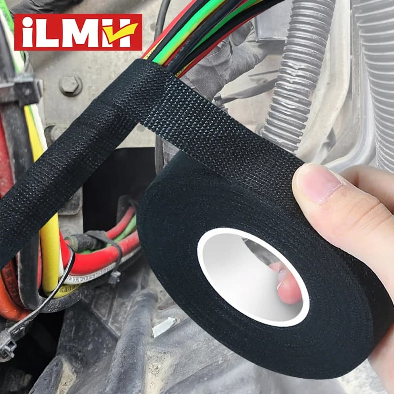 High Temperature Wire Harness Cloth Tape Automotive Cable Loom Heatproof Fabric Adhesive Tape for Engine Electrical Insulation