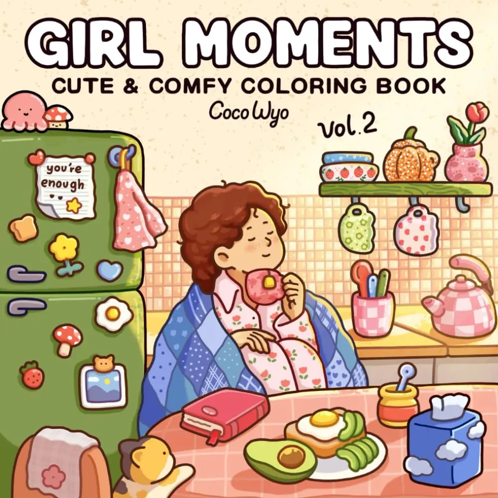 Bview Art Girl Moments: Coloring Book for Adults and Teens Featuring Cute Cozy Daily Activities for Relaxation Paperback