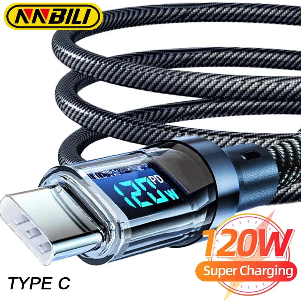 NNBILI 100W USB C 120W USB A charging cables with LED display screen, USB C=C-C,USB A=A-C,not for Xiaomi iPhone Samsung