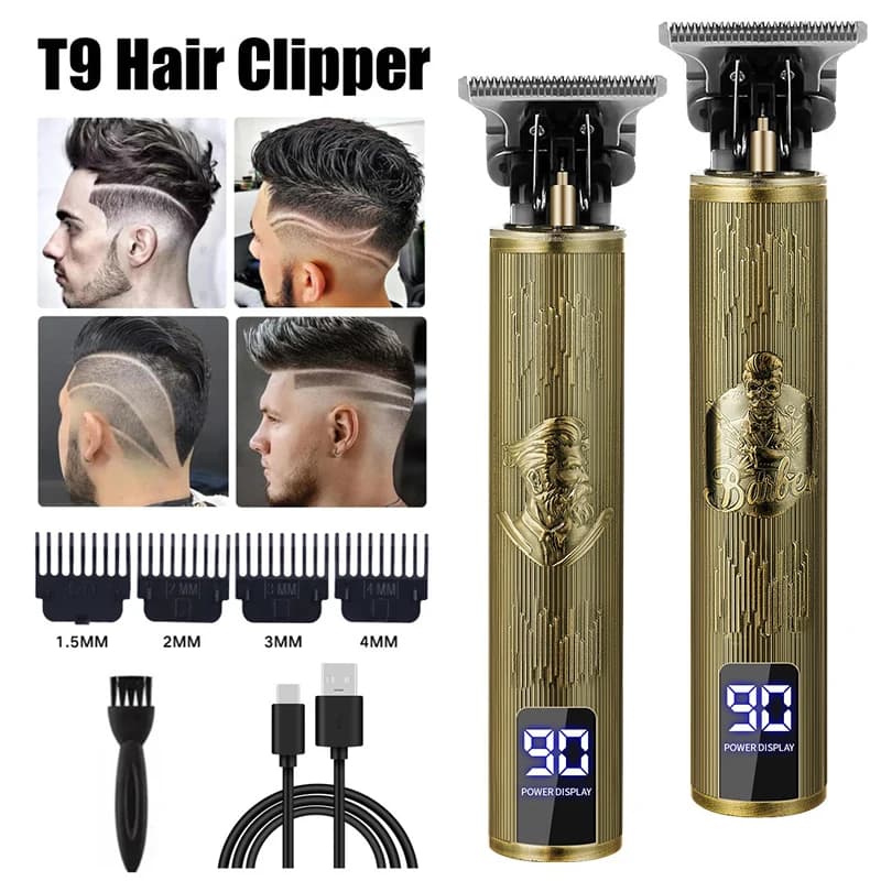 Portable Hair Cutting Machine T9 Vintage Hair Clipper USB Fast Charging Shaver Barber Cordless Hair Trimmer For Men's Barbe