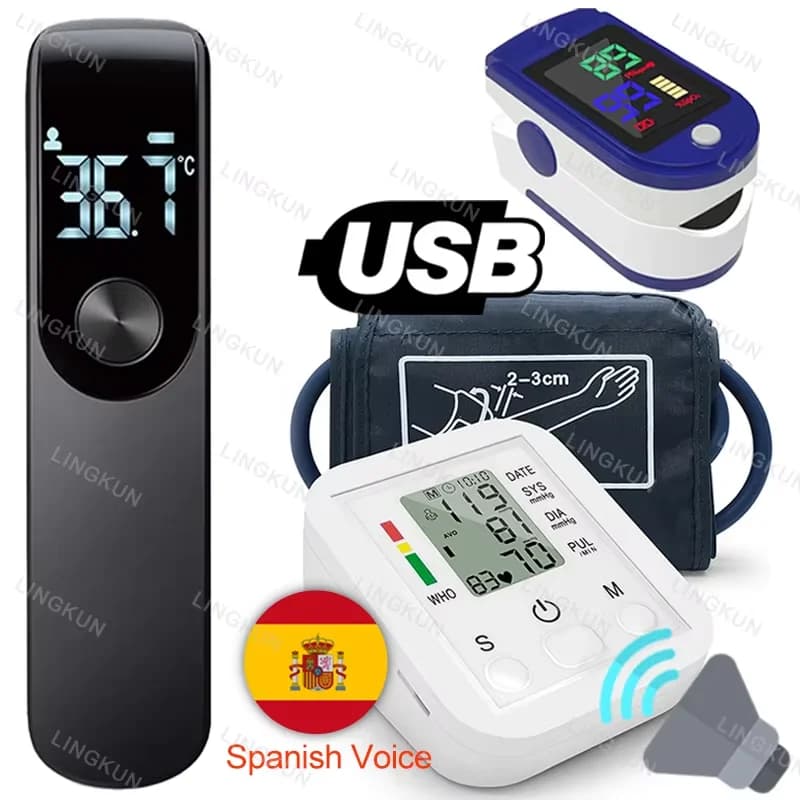 Spanish Voice Arm Automatic Blood Pressure Monitor BP Sphygmomanometer Pressure Meter Tonometer for Measuring Arterial Pressure