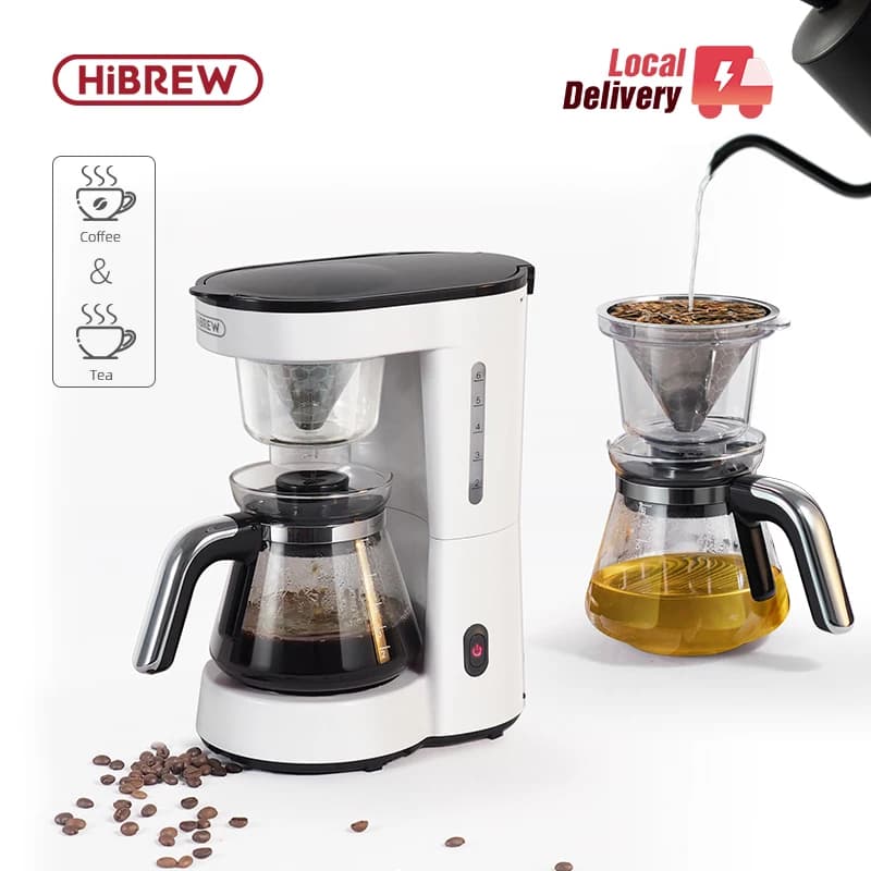 HiBREW 3 in 1 America Drip Coffee Machine Pour Over Coffee Maker Glass Teapot Hot Tea Maker 750ML H12