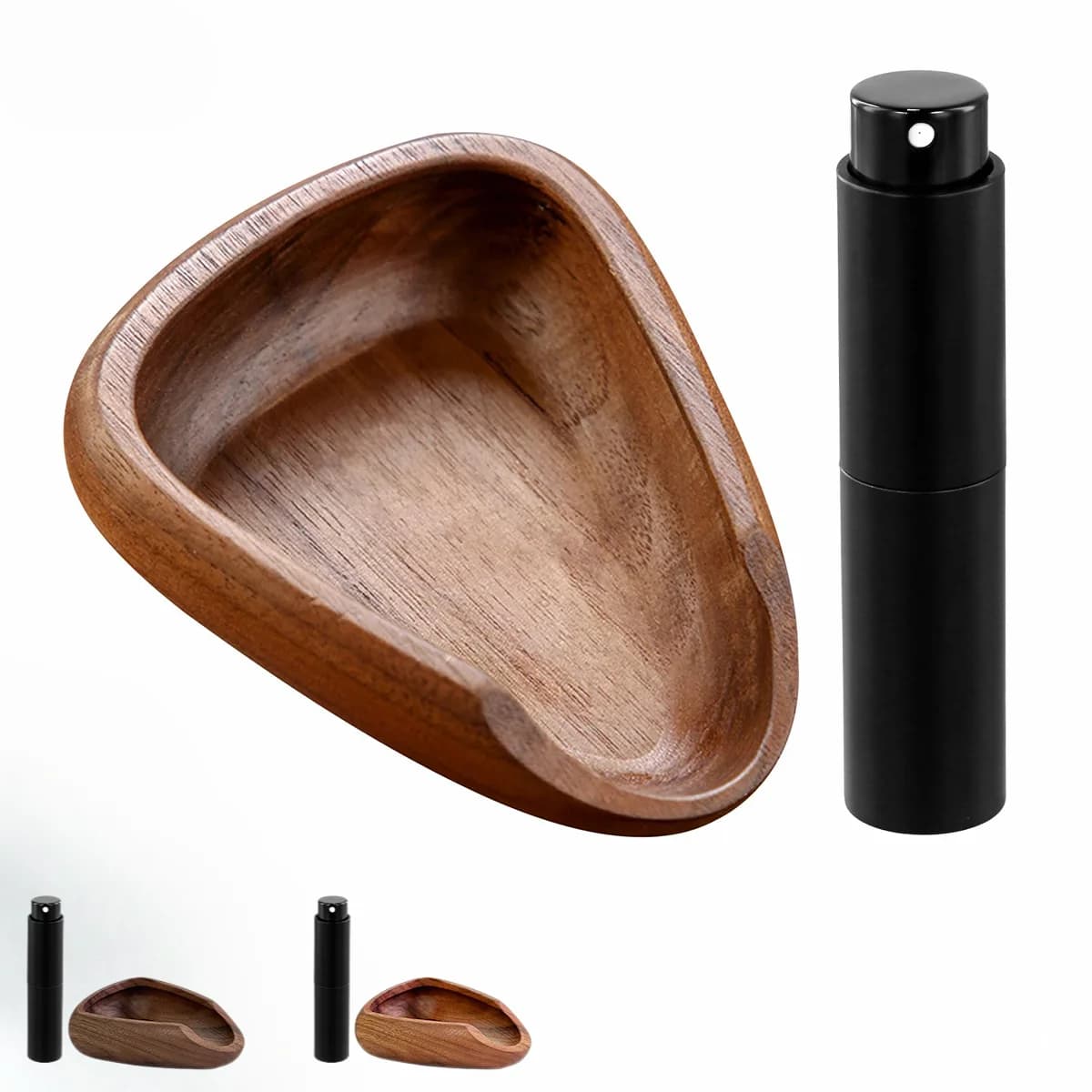 Wooden Coffee Bean Tray with Sleek Black Sprayer,