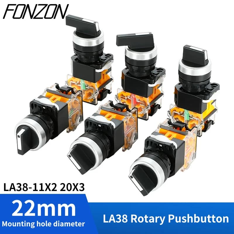 22mm LA38-11X2 20X3 Selector Switch 1NO1NC/2NO/2NC