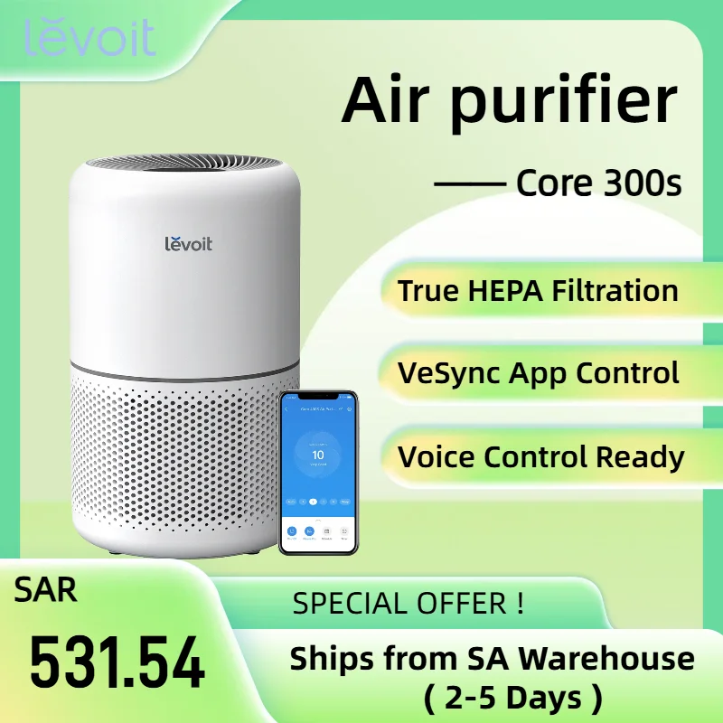 Levoit Smart Air Purifier for Home with H13 HEPA Filter,Real-Time Sensor,Removes 99.97% Pollen,Dust, Odours, Alexa, Core300S