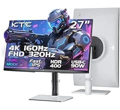 شاشة KTC مقاس 27 بوصة، 4K، وضع مزدوج UHD 160 هرتز وFHD 320 هرتز، Fast IPS، تقنية HDR400، مزامنة تكيف، منافذ HDMI 2.1 وDis…